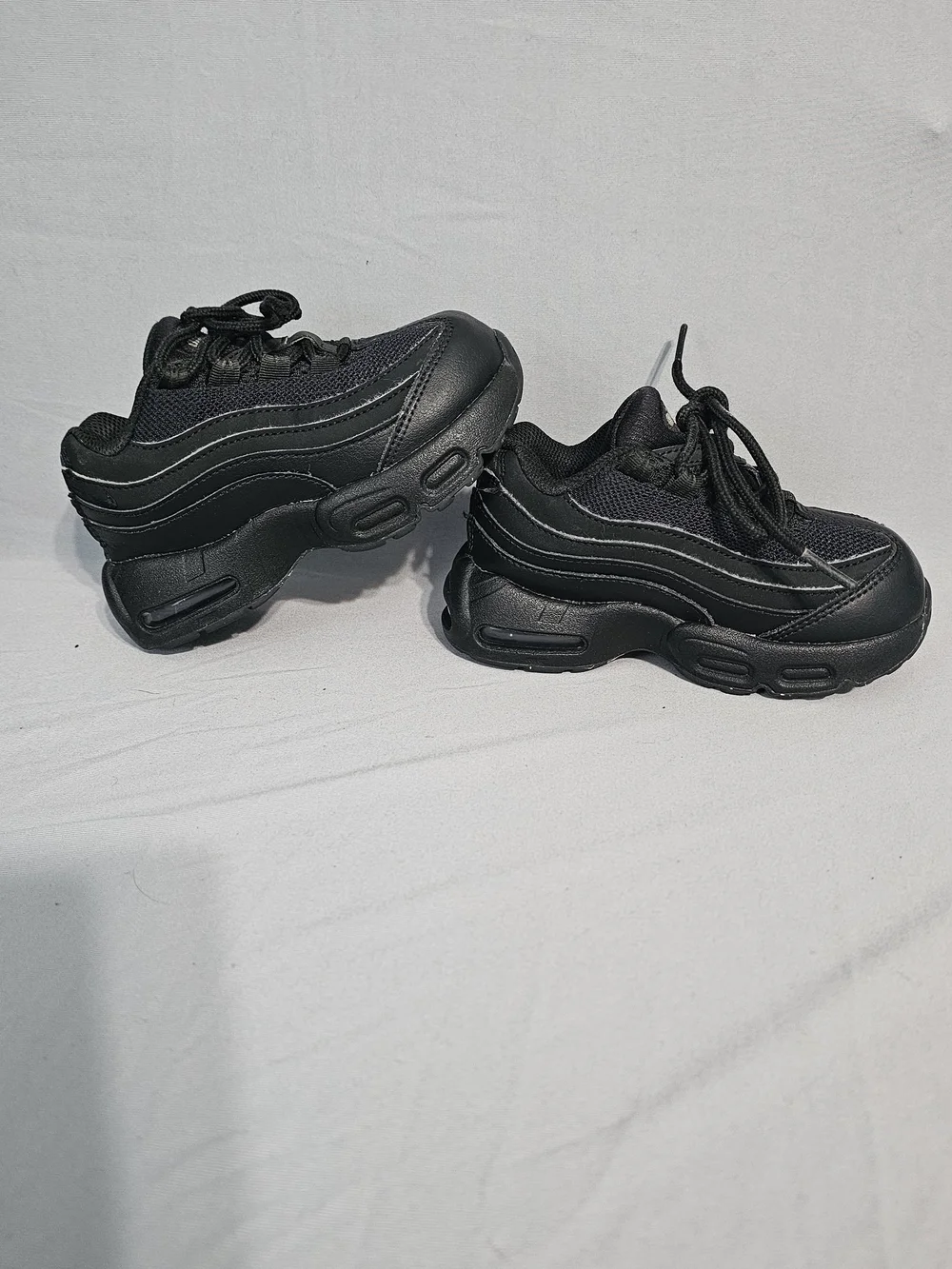 Nike Air Max Kids Black Athletic Sneakers with White Trim
